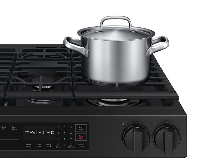 Samsung NSG6DG8100MT Bespoke 6.0 Cu. Ft. Smart Slide-In Gas Range With Precision Knobs In Matte Black Steel