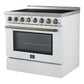 Forno FFSEL601136WHT Forno Paolo 36 Inch White Freestanding Electric Range, Stainless Steel, 5.44 Cu.Ft, True Convection Oven, Energy Efficient