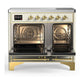 Ilve UMDIB40QNR3AWG Ilve Umdib40Qnr3Awg Majestic Iii 40 Inch Induction Range With 6 Elements, 3.82 Cu. Ft. Total Oven Capacity (Solid Door, Antique White, Brass)