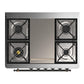 Ilve UM36FQNR3BKB Ilve Um36Fqnr3Bkb Majestic Iii 36 Inch Dual Fuel Range With 6 Black Brass Burners And Griddle, Dual Function Burner Up To 25,000 Btu (Solid Door, Glossy Black, Burnished, Natural Gas)