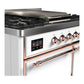 Ilve UMD40FQNR3WHPLP Ilve Umd40Fqnr3Whplp Majestic Iii 40 Inch Dual Fuel Range With 6 Burners And Griddle, Dual Function Burner Up To 25,000 Btu (Liquid Propane, Solid Door, White, Copper)