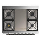 Ilve UM36FQNR3EGBLP Ilve Um36Fqnr3Egblp Majestic Iii 36 Inch Dual Fuel Range With 6 Black Brass Burners And Griddle, Dual Function Burner Up To 25,000 Btu (Solid Door, Emerald Green, Burnished, Liquid Propane)