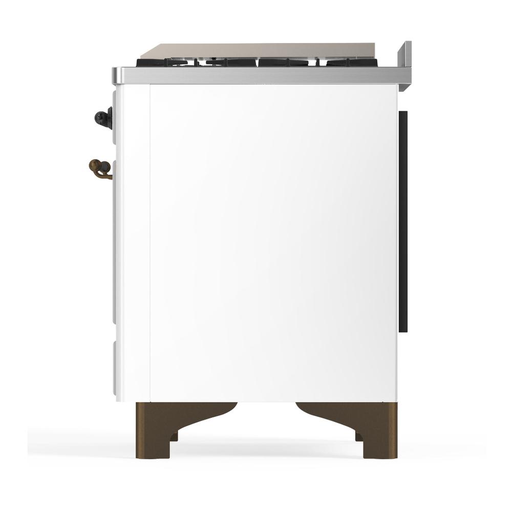 Ilve UM60FSNR3WHBLP Ilve Um60Fsnr3Whblp Majestic Iii 60 Inch Dual Fuel Range With 7 Burners, Griddle And French Top, Dual Function Burner With Up To 25,000 Btu (Liquid Propane, Triple Glass Door, White, Burnished)