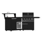 Forno FODKT2582BLK Forno All Aperto 62,600 Btu Bbq, 3 Stainless Steel Burners, Infrared Burners, Sink Module, Black Sintered Stone Countertops, Bar And Beverage Center