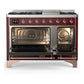 Ilve UM48FNR3BUPLP Ilve Um48Fnr3Buplp Majestic Iii 48 Inch Dual Fuel Range With 8 Burners And Griddle, Dual Function Burner Up To 25,000 Btu (Liquid Propane, Triple Glass Door, Burgundy, Copper)