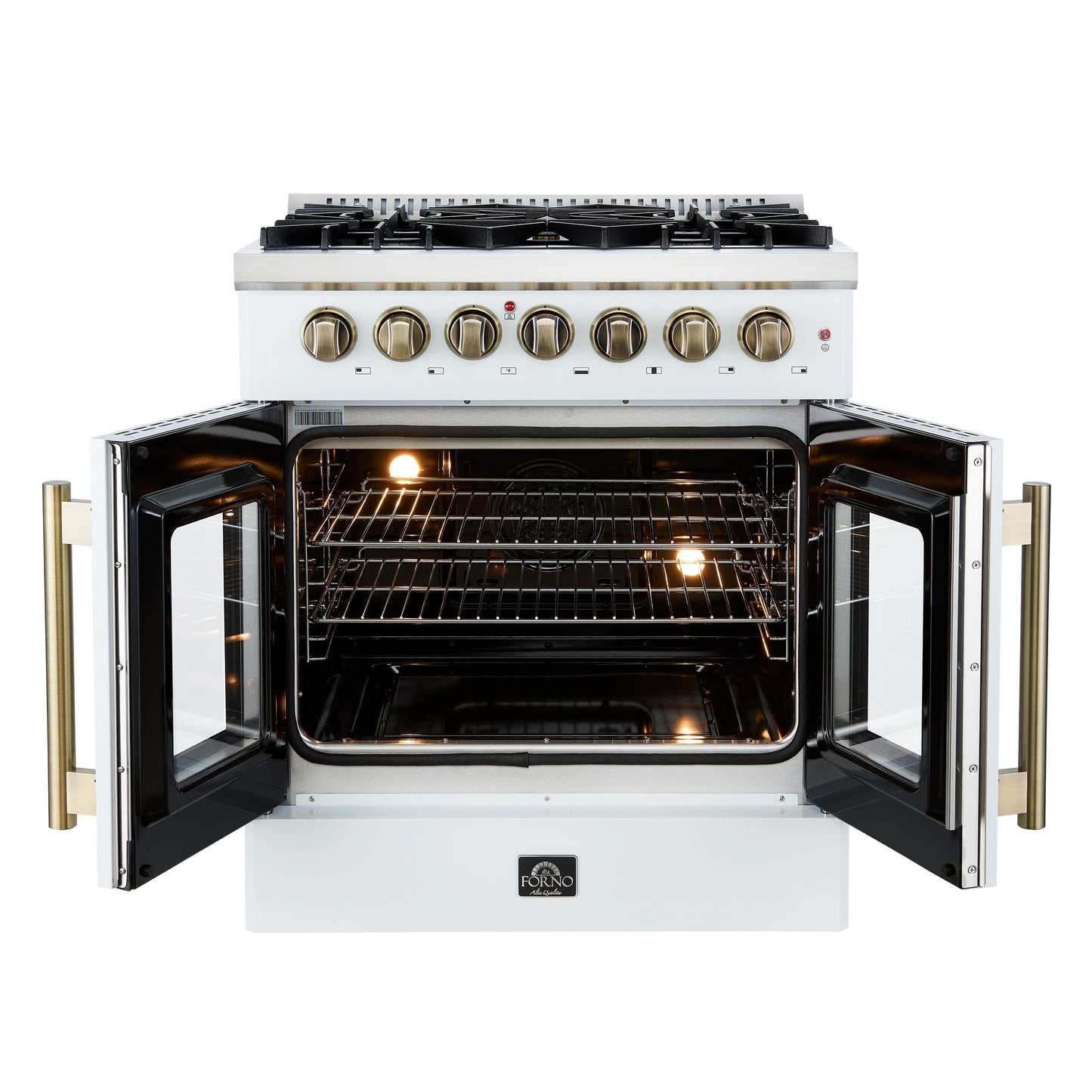 Forno FFSGS635630WHT Forno Galiano 30-Inch Freestanding French Door Dual Fuel Range White