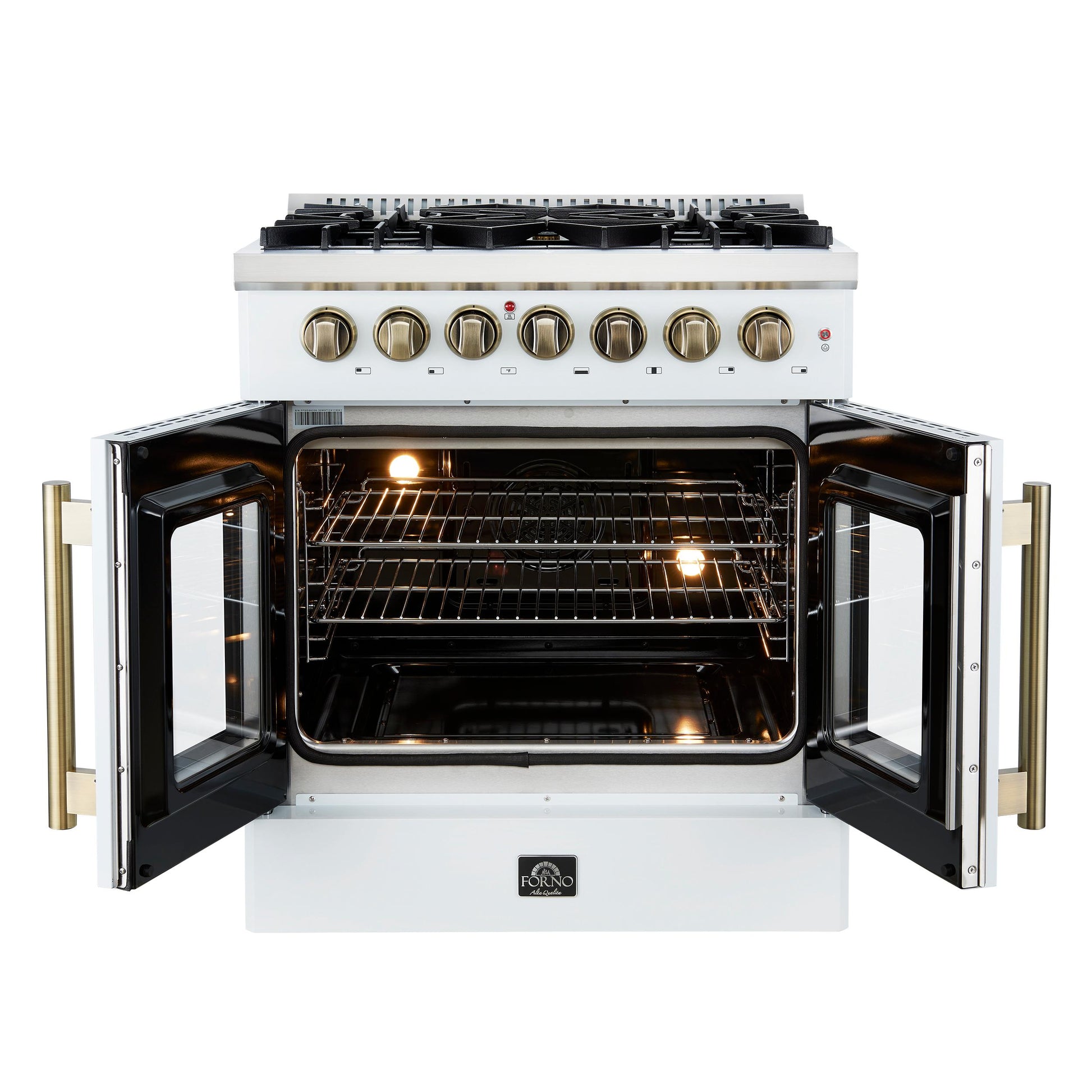 Forno FFSGS635630WHT Forno Galiano 30-Inch Freestanding French Door Dual Fuel Range White