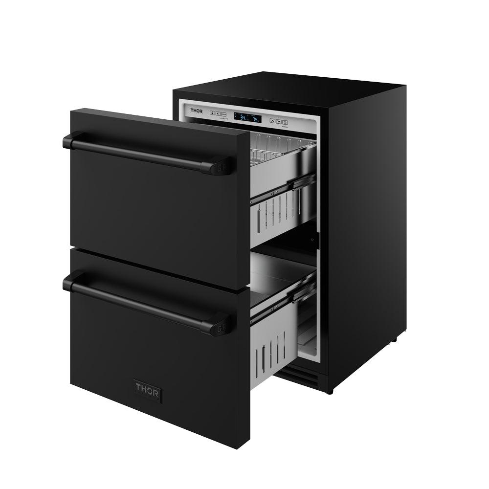 Thor Kitchen RF24UB 24 Inch Undercounter Built-In Or Freestanding Drawer Refrigerator - Black Gordon Ramsay Series