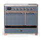Ilve UMDIB40QNR3BGP Ilve Umdib40Qnr3Bgp Majestic Iii 40 Inch Induction Range With 6 Elements, 3.82 Cu. Ft. Total Oven Capacity (Solid Door, Blue Grey, Copper)