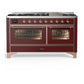 Ilve UM60FNR3BUPLP Ilve Um60Fnr3Buplp Majestic Iii 60 Inch Dual Fuel Range With 9 Burners And Griddle, Dual Function Burner Up To 25,000 Btu (Liquid Propane, Triple Glass Door, Burgundy, Copper)