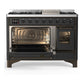 Ilve UM48FNR3MGBLP Ilve Um48Fnr3Mgblp Majestic Iii 48 Inch Dual Fuel Range With 8 Burners And Griddle, Dual Function Burner Up To 25,000 Btu (Liquid Propane, Triple Glass Door, Graphite Matte, Burnished)