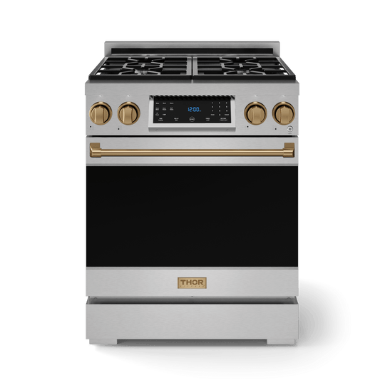 Thor Kitchen RSG30BRZ 30 Inch Professional Gas Range With Tilt Panel Touch Control In Stainless Steel/Bronze Gordon Ramsay Series - Rsg30-Brz