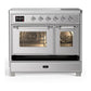 Ilve UMDIB40NR3SSC Ilve Umdib40Nr3Ssc Majestic Iii 40 Inch Induction Range With 6 Elements, 3.82 Cu. Ft. Total Oven Capacity (Triple Glass Door, Stainless Steel, Chrome)