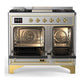 Ilve UMD40FNR3SSGLP Ilve Umd40Fnr3Ssglp Majestic Iii 40 Inch Dual Fuel Range With 6 Burners And Griddle, Dual Function Burner Up To 25,000 Btu (Liquid Propane, Triple Glass Door, Stainless Steel, Brass)