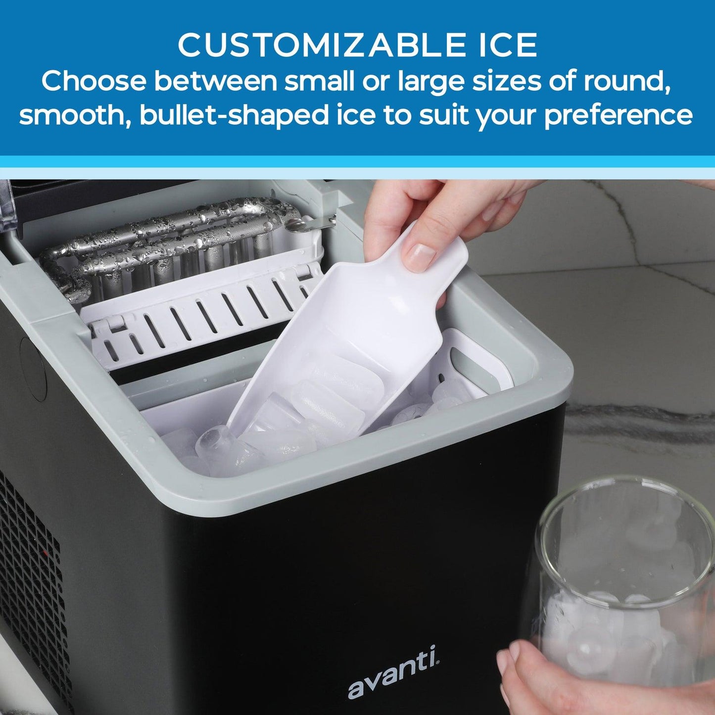 Avanti AVIM2625BK Avanti Mighty Ice Countertop Bullet Ice Maker