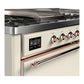 Ilve UM60FSQNR3AWP Ilve Um60Fsqnr3Awp Majestic Iii 60 Inch Dual Fuel Range With 7 Burners, Griddle And French Top, Dual Function Burner With Up To 25,000 Btu (Natural Gas, Solid Door, Antique White, Copper)