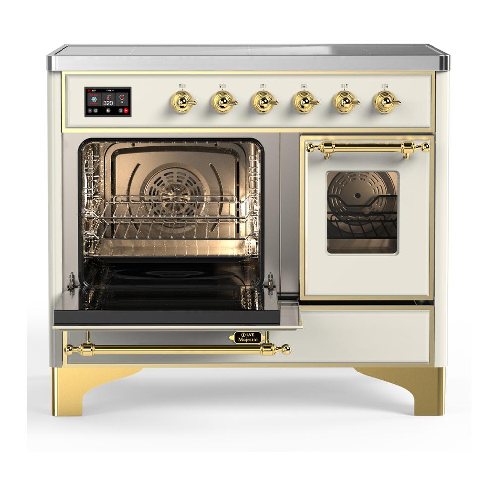 Ilve UMDIB40NR3AWG Ilve Umdib40Nr3Awg Majestic Iii 40 Inch Induction Range With 6 Elements, 3.82 Cu. Ft. Total Oven Capacity (Triple Glass Door, Antique White, Brass)