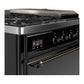 Ilve UM48FSQNR3BKBLP Ilve Um48Fsqnr3Bkblp Majestic Iii 48 Inch Dual Fuel Range With 5 Black Brass Burners, Griddle And French Top, Dual Function Burner Up To 25,000 Btu (Liquid Propane, Solid Door, Glossy Black, Burnished)