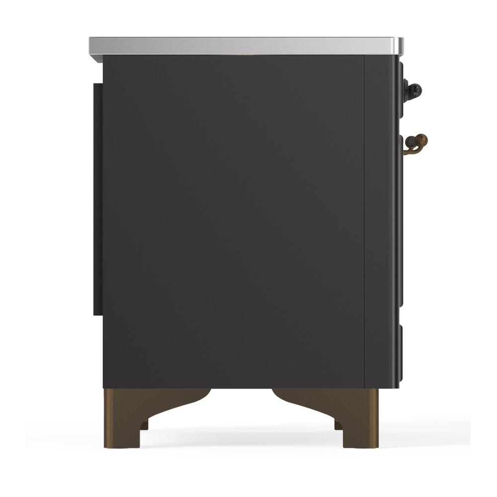 Ilve UMDIB40QNR3MGB Ilve Umdib40Qnr3Mgb Majestic Iii 40 Inch Induction Range With 6 Elements, 3.82 Cu. Ft. Total Oven Capacity (Solid Door, Graphite Matte, Burnished)