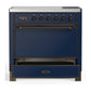 Ilve UMIB36QNR3MBB Ilve Umib36Qnr3Mbb Majestic Iii 36 Inch Induction Range With 6 Elements, 3.5 Cu. Ft. Total Oven Capacity (Solid Door, Midnight Blue, Burnished)