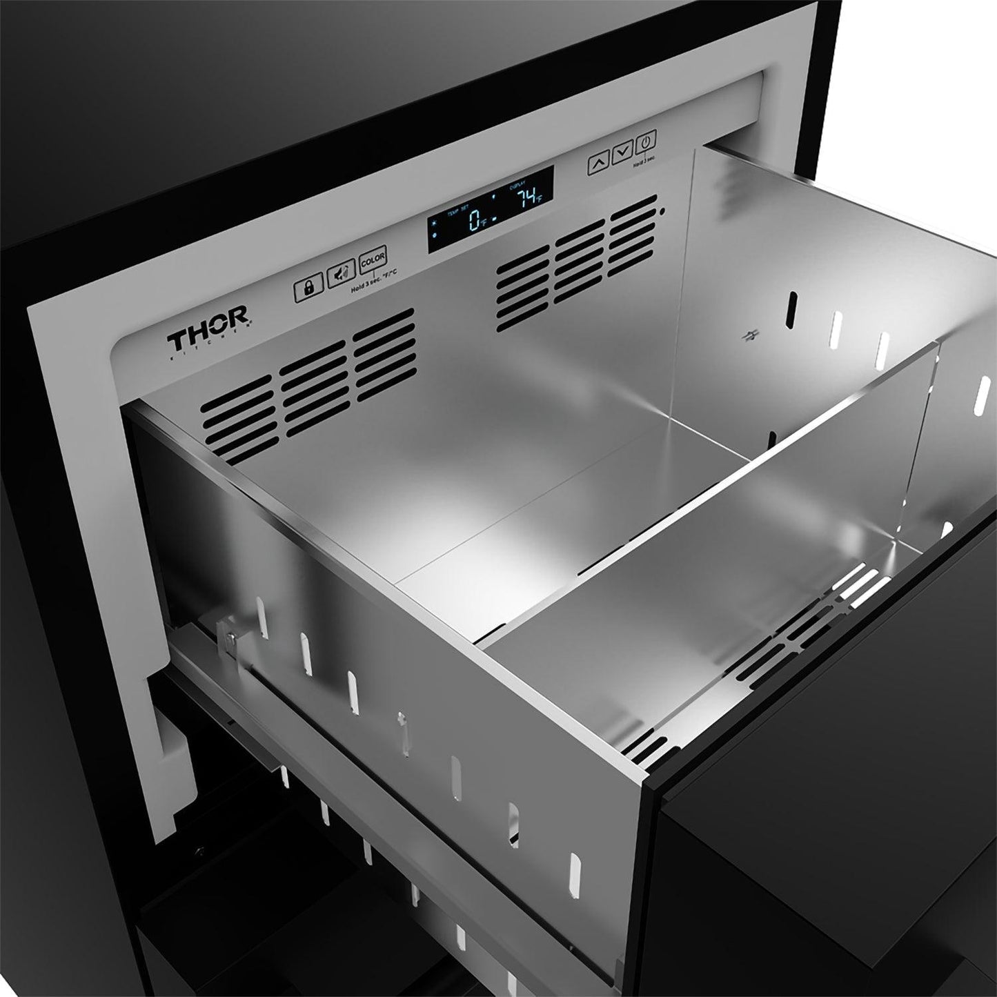 Thor Kitchen RZ24UB 24 Inch Undercounter Built-In / Freestanding Drawer Freezer - Black Gordon Ramsay Series