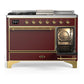 Ilve UM48FSQNR3BUGLP Ilve Um48Fsqnr3Buglp Majestic Iii 48 Inch Dual Fuel Range With 5 Black Brass Burners, Griddle And French Top, Dual Function Burner Up To 25,000 Btu (Liquid Propane, Solid Door, Burgundy, Brass)