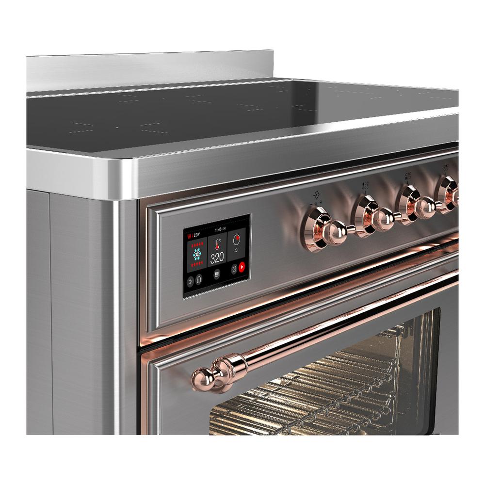 Ilve UMIB48NR3SSP Ilve Umib48Nr3Ssp Majestic Iii 48 Inch Induction Range With 6 Elements, 5.02 Cu. Ft. Total Oven Capacity (Triple Glass Door, Stainless Steel, Copper)