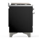 Ilve UM60FNR3BKC Ilve Um60Fnr3Bkc Majestic Iii 60 Inch Dual Fuel Range With 9 Burners And Griddle, Dual Function Burner Up To 25,000 Btu (Natural Gas, Triple Glass Door, Glossy Black, Chrome)