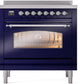 Ilve UPI366NMPMBC Nostalgie Ii 36 Inch Electric Freestanding Range In Blue With Chrome Trim