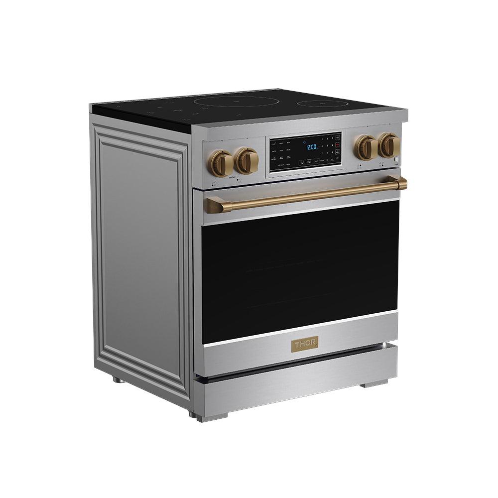 Thor Kitchen RSI30BRZ 30 Inch Professional Induction Range With Tilt Panel Touch Control In Stainless Steel And Bronze Gordon Ramsay Series