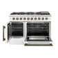 Forno FFSGS644448WHT Forno Galiano 48-Inch Freestanding French Door Gas Range, White & Antique Brass
