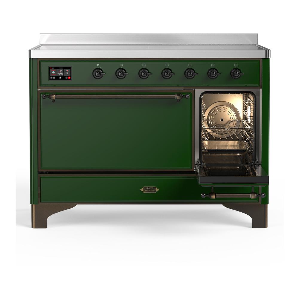 Ilve UMIB48QNR3EGB Ilve Umib48Qnr3Egb Majestic Iii 48 Inch Induction Range With 6 Elements, 5.02 Cu. Ft. Total Oven Capacity (Solid Door, Emerald Green, Burnished)