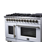 Forno FFSGS638748WHT Forno Capriasca 48 Inch Freestanding French Door Dual Fuel Range In White With Antique Brass Accessories, 8 Burners, True Convection Oven