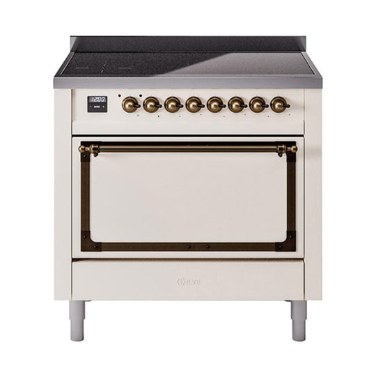 Ilve UNI366QNMPAWB Ilve Uni366Qnmpawb Nostalgie Ii Noblesse 36" Induction Range (Solid Door, Antique White, Burnished)
