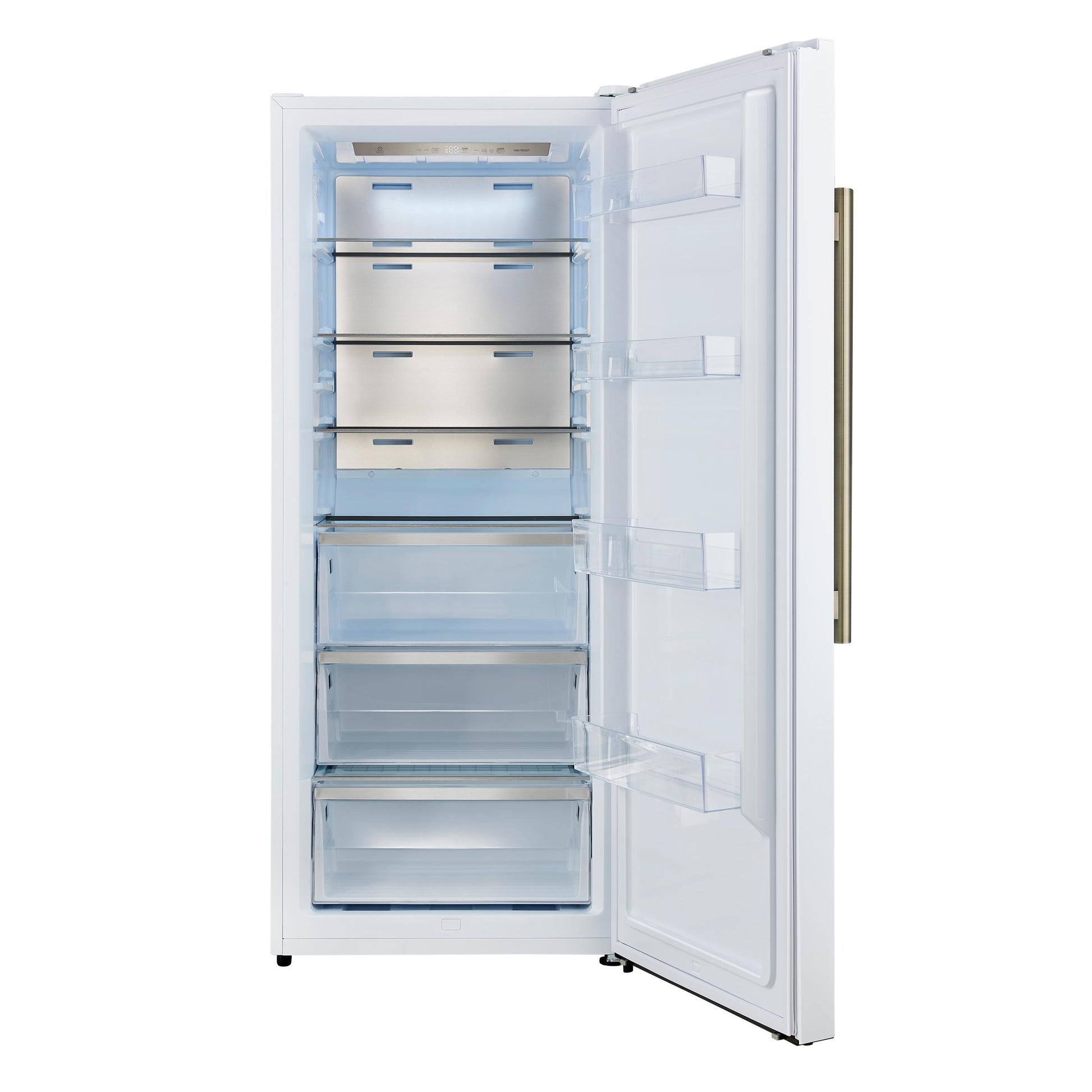 Forno FFFFD172228WHTRS Forno Maderno 28-Inch Convertible Freezer/Refrigerator In White With Antique Brass Handle, 13.6 Cu.Ft. Right Swing