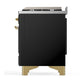 Ilve UM60FSNR3BKG Ilve Um60Fsnr3Bkg Majestic Iii 60 Inch Dual Fuel Range With 7 Burners, Griddle And French Top, Dual Function Burner With Up To 25,000 Btu (Natural Gas, Triple Glass Door, Glossy Black, Brass)