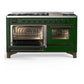Ilve UM60FNR3EGBLP Ilve Um60Fnr3Egblp Majestic Iii 60 Inch Dual Fuel Range With 9 Burners And Griddle, Dual Function Burner Up To 25,000 Btu (Liquid Propane, Triple Glass Door, Emerald Green, Burnished)