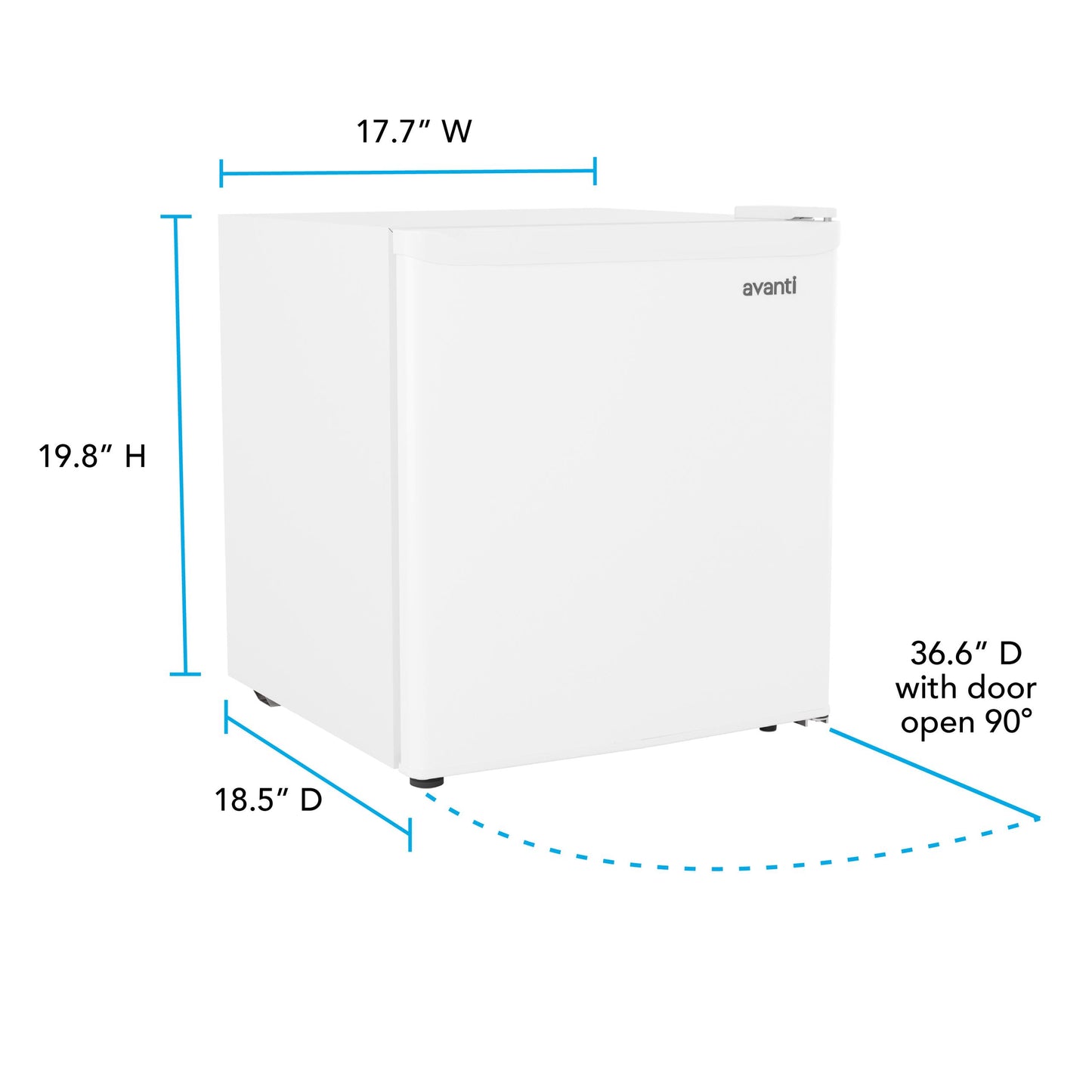 Avanti AVRM16F0W Avanti 1.6 Cu. Ft. Compact Refrigerator, Mini-Fridge, In White (Avrm16F0W)