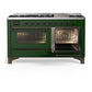 Ilve UM60FNR3EGB Ilve Um60Fnr3Egb Majestic Iii 60 Inch Dual Fuel Range With 9 Burners And Griddle, Dual Function Burner Up To 25,000 Btu (Natural Gas, Triple Glass Door, Emerald Green, Burnished)