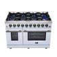 Forno FFSGS623948WHT Forno Massimo 48-Inch White Freestanding Gas Range, 8 Burners, True Convection Oven