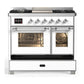 Ilve UMD40FNR3WHCLP Ilve Umd40Fnr3Whclp Majestic Iii 40 Inch Dual Fuel Range With 6 Burners And Griddle, Dual Function Burner Up To 25,000 Btu (Liquid Propane, Triple Glass Door, White, Chrome)