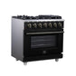 Forno FFSGS623936BLK Forno Massimo 36-Inch Black Freestanding Gas Range, 6 Sealed Burners, Convection Oven, Energy Efficient