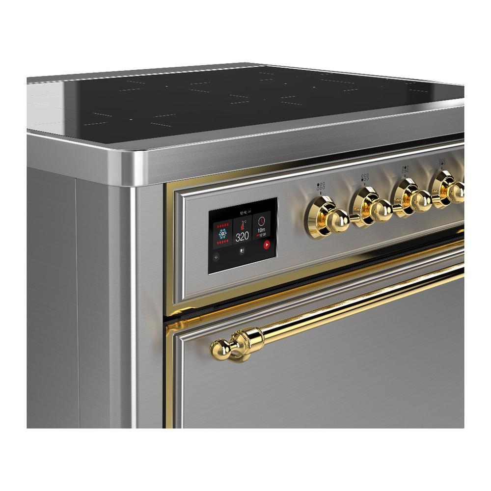 Ilve UMIB36QNR3SSG Ilve Umib36Qnr3Ssg Majestic Iii 36 Inch Induction Range With 6 Elements, 3.5 Cu. Ft. Total Oven Capacity (Solid Door, Stainless Steel, Brass)