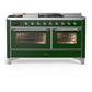 Ilve UM60FSNR3EGC Ilve Um60Fsnr3Egc Majestic Iii 60 Inch Dual Fuel Range With 7 Burners, Griddle And French Top, Dual Function Burner With Up To 25,000 Btu (Natural Gas, Triple Glass Door, Emerald Green, Chrome)