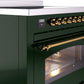 Ilve UPI366NMPEGG Nostalgie Ii 36 Inch Electric Freestanding Range In Emerald Green With Brass Trim