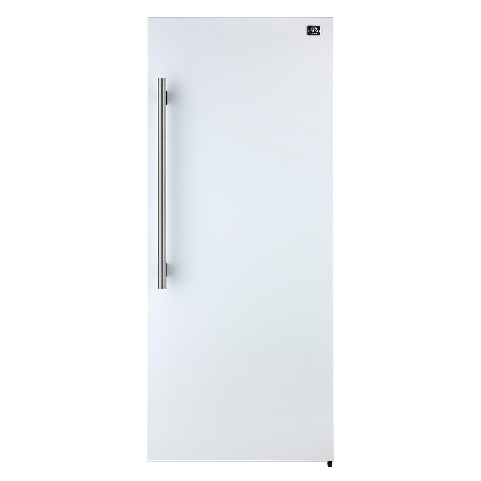 Forno FFFFD172228WHTRS Forno Maderno 28-Inch Convertible Freezer/Refrigerator In White With Antique Brass Handle, 13.6 Cu.Ft. Right Swing