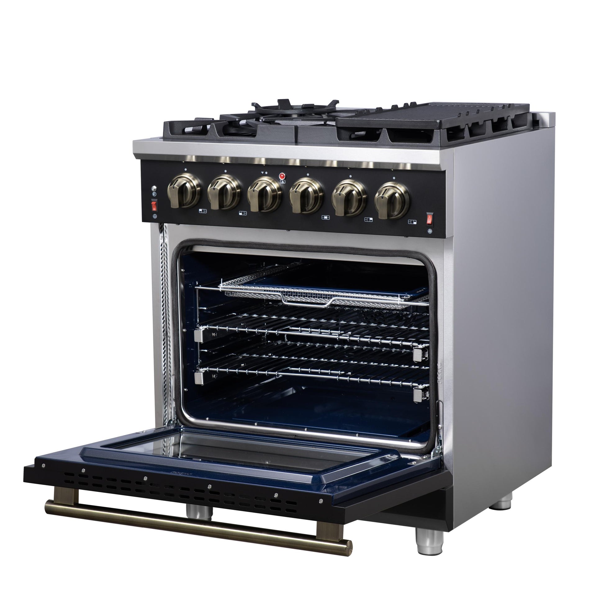 Forno FFSGS623930BLK Forno Massimo 30-Inch Black Freestanding Gas Range, 5 Burners, True Convection Oven