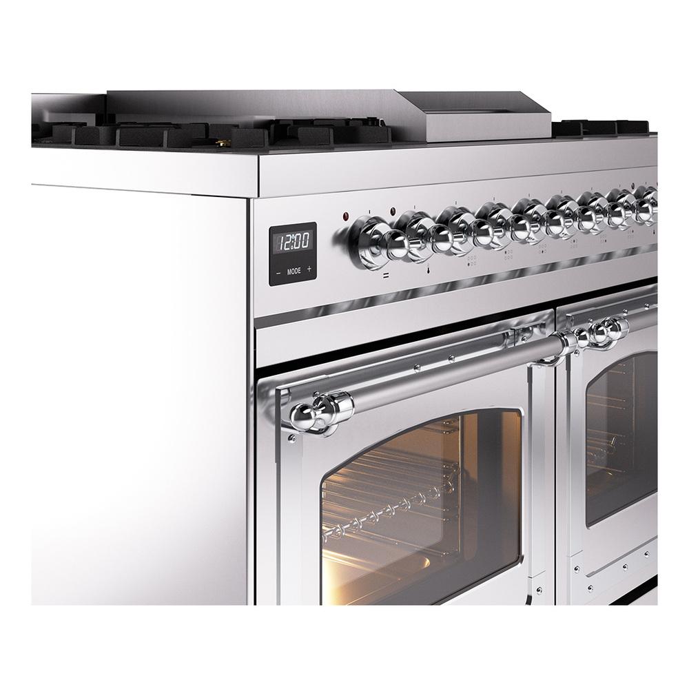 Ilve UND40FNMPSSC Ilve Und40Fnmpssc Nostalgie Ii Noblesse 40" Dual Fuel Range (Natural Gas, Triple Glass Door, Stainless Steel, Chrome)