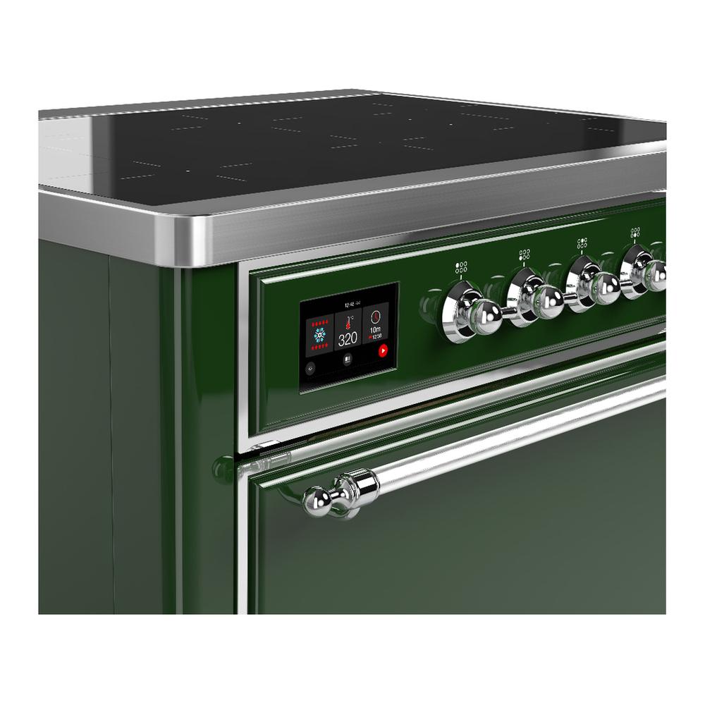 Ilve UMIB36QNR3EGC Ilve Umib36Qnr3Egc Majestic Iii 36 Inch Induction Range With 6 Elements, 3.5 Cu. Ft. Total Oven Capacity (Solid Door, Emerald Green, Chrome)