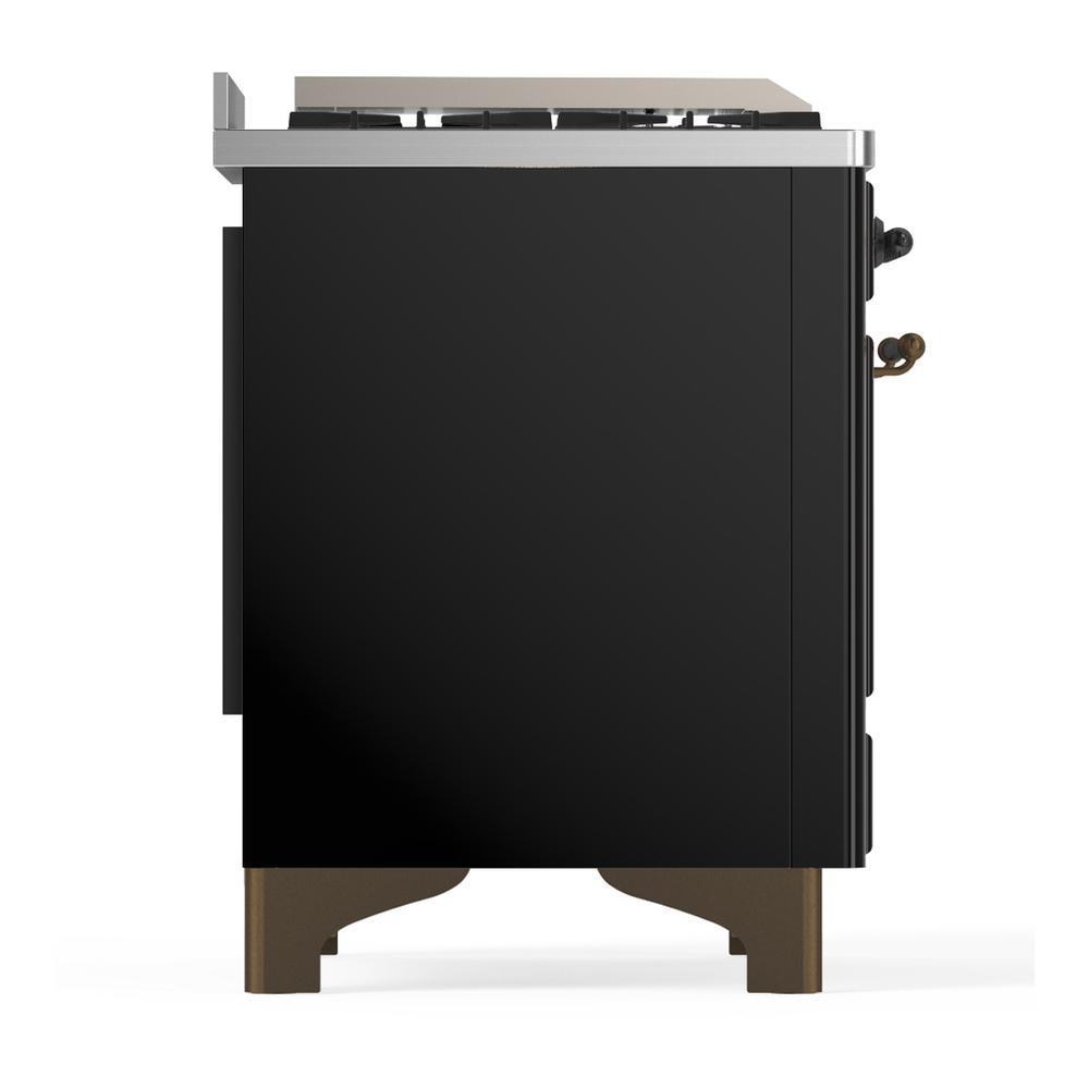 Ilve UM60FQNR3BKBLP Ilve Um60Fqnr3Bkblp Majestic Iii 60 Inch Dual Fuel Range With 9 Burners And Griddle, Dual Function Burner Up To 25,000 Btu (Liquid Propane, Solid Door, Glossy Black, Burnished)